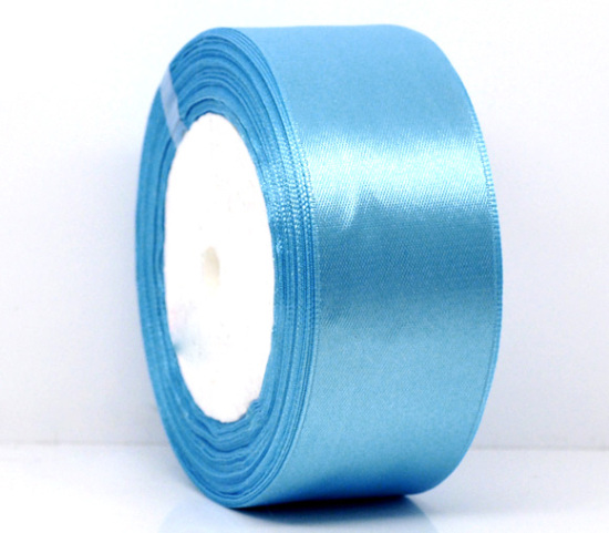 Picture of Polyester Easter Satin Ribbon Blue 40.7mm(1 5/8"), 1 Roll(Approx 25 Yards/Roll)