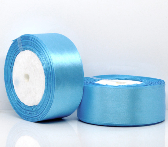 Picture of Polyester Easter Satin Ribbon Blue 40.7mm(1 5/8"), 1 Roll(Approx 25 Yards/Roll)