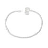 Picture of Copper European Style Snake Chain Charm Bracelets Silver Plated W/ Stopper Clip 18cm long, 4 PCs
