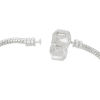 Picture of Copper European Style Snake Chain Charm Bracelets Silver Plated W/ Stopper Clip 18cm long, 4 PCs