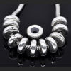 Picture of 100 PCs Zinc Based Alloy European Style Large Hole Charm Beads Antique Silver Color Round With Rubber Band Ring 11mm x 3.5mm, Hole: Approx 5.2mm