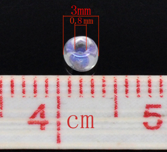 Image de 8/0 Perles de Rocailles Rondes en Verre Couleur AB transparent Couleur AB Env. Dia. 3mm, Taille du Trou: 0.8mm, 450 Grammes