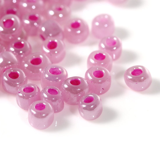 Image de 6/0 Perles de Rocailles Rondes en Verre Mauve Env. Dia. 4mm, Taille du Trou: 1.0mm, 450 Grammes