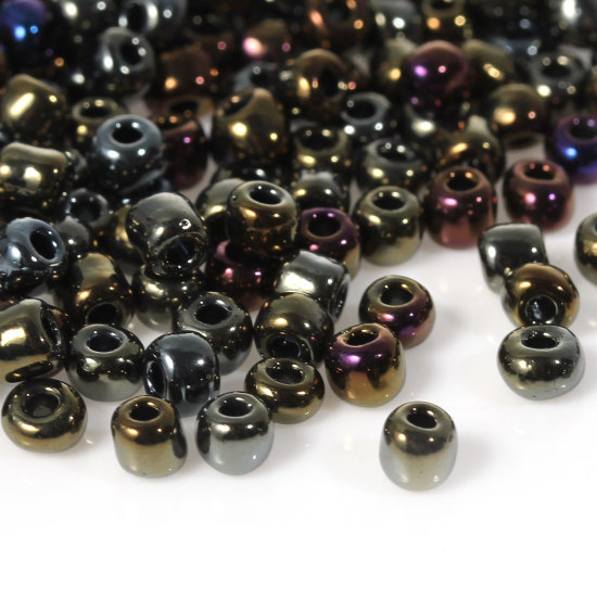 Image de 6/0 Perles de Rocailles Rondes en Verre Brun Foncé Colonne Couleur AB Env. Dia. 4mm, Taille du Trou: 1.0mm, 450 Grammes