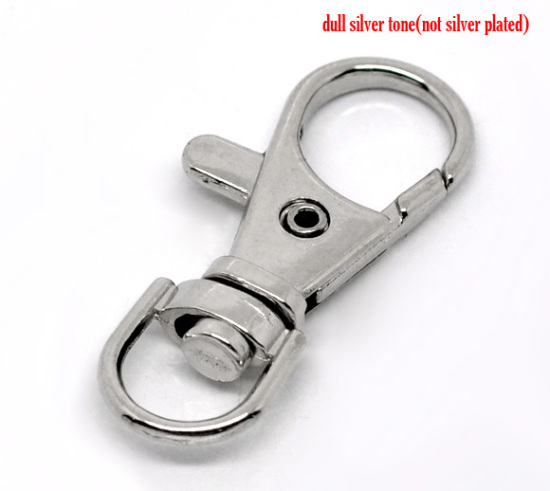 Picture of Zinc Based Alloy Keychain & Keyring Swivel Clasp Silver Tone 37mm x 17mm, 20 PCs