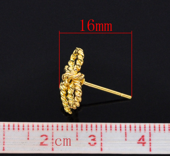 Immagine di Ottone Orecchini a Perno Cravatta a Farfalla Oro Placcato Cravatta a Farfalla Disegno Colore Placcato 16mm x 13mmposta / filo: ( 0.8mm )， 10 Pz