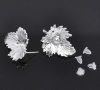 Picture of Zinc Based Alloy Ear Post Stud Earrings Findings Leaf Silver Plated Cabochon Settings (Fits 4mm-10mm Beads) 23mm x 20mm, Post/ Wire Size: (18 gauge), 20 PCs
