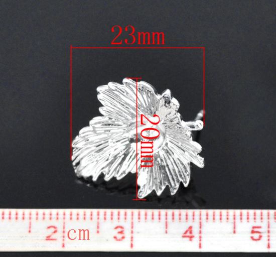 Immagine di Lega di Zinco Orecchino Accessori Foglia Argento Placcato Basi per Cabochon Addetti 4mm-10mm 23.0mm x 20.0mmposta / filo: ( 1mm )， 20 Pz