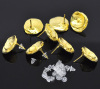 Picture of Zinc Based Alloy Ear Post Stud Earrings Findings Lotus Leaf Gold Plated 17mm x 15mm, Post/ Wire Size: (20 gauge), 20 PCs