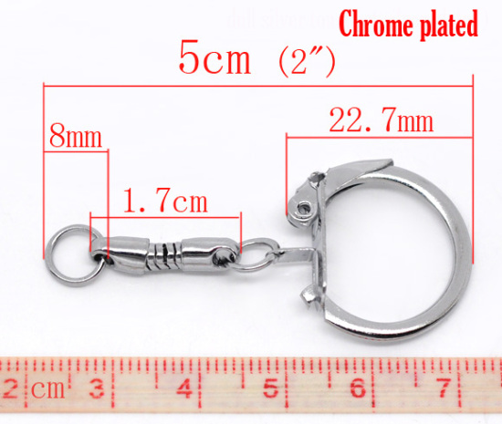 Bild von Verchromt Schlüsselring Ringe für European 5cm(2").Verkauft eine Packung mit 20