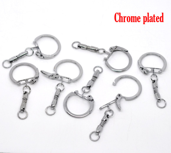 Bild von Verchromt Schlüsselring Ringe für European 5cm(2").Verkauft eine Packung mit 20