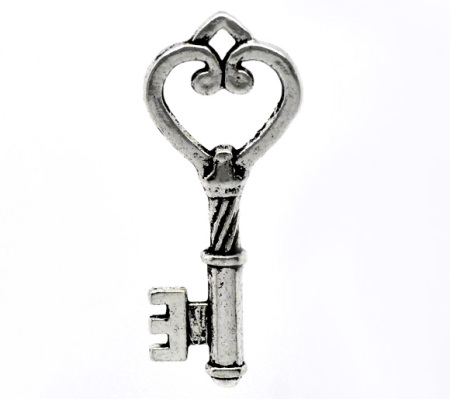 Bild von Antiksilber Harz Schlüssel Charm Anhänger 47x19mm.Verkauft eine Packung mit 10 Stücke