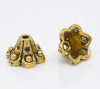 Picture of Zinc Based Alloy Beads Caps Flower Gold Tone Antique Gold Dot Pattern (Fits 8mm Beads) 10mm x 5mm, 100 PCs