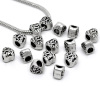 Picture of 20 PCs Zinc Based Alloy Valentine's Day European Style Large Hole Charm Beads Antique Silver Color Heart Message " LOVE " 10mm x 9mm, Hole: Approx 4.5mm
