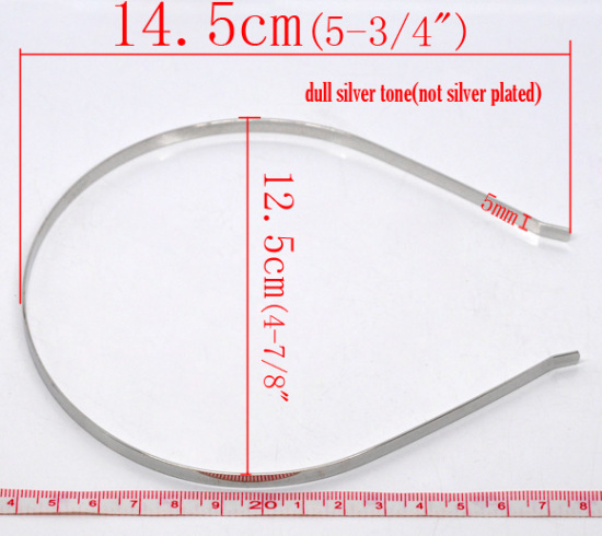 Изображение Ободки для Волос 14.5x12.5мм Серебряный Тон 4.5мм Толшина,проданные 10 шт/уп