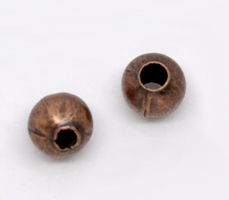 Iron Based Alloy Spacer Beads Ball Antique Copper About 4mm Dia, Hole:Approx 1.3mm, 500 PCs