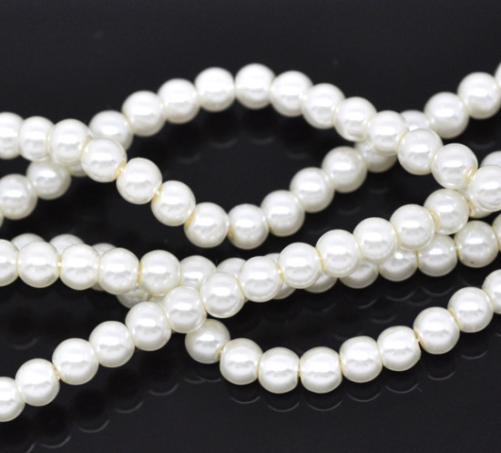 Bild von Milchig Perlen Rund Perlen 4mm D. 82cm, 5 Stränge