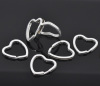 Picture of Iron Based Alloy Keychain & Keyring Heart Silver Plated 3.1cm x 3.1cm, 10 PCs