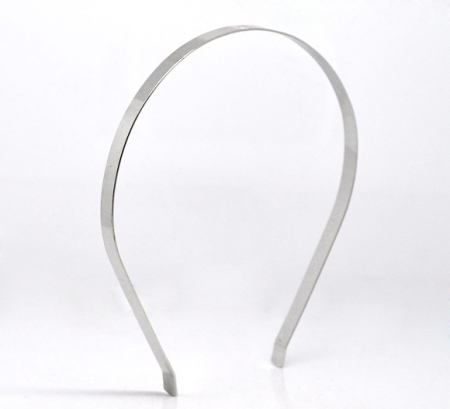 Picture of Iron Based Alloy Headband Hair Band Round Silver Tone 38cm x 0.6cm, 10 PCs