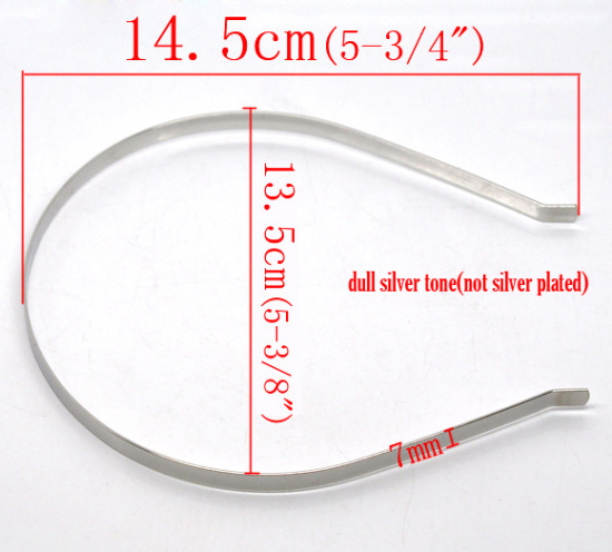 Изображение Ободки для Волос Серебряный Тон Толшина, 38см x 0.7см,10 шт/уп