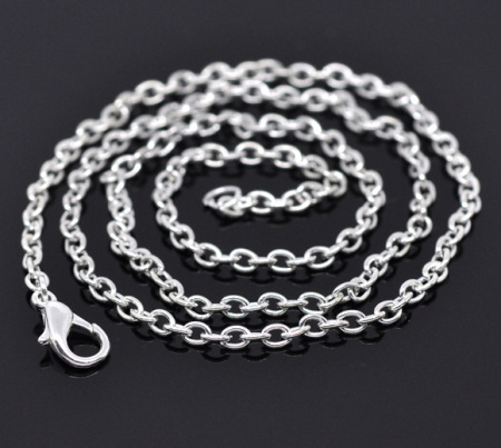 Imagen de Collares Cadena Cruz Zamak,Argentado 45.6cm de longitud, 12 Unidades