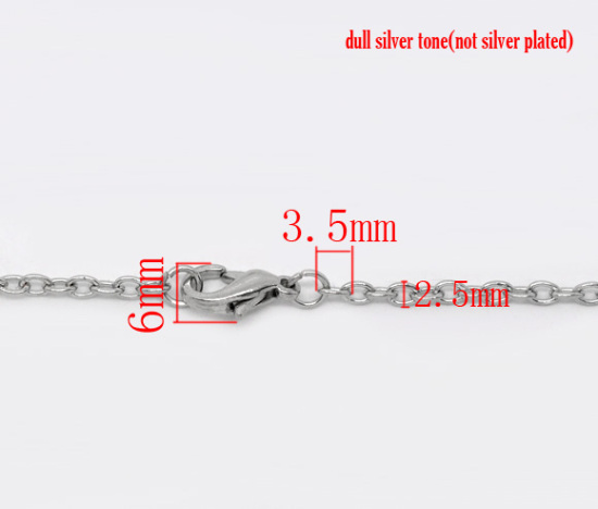 Picture of Link Cable Chain Necklace Silver Tone 45.6cm(18") long, Chain Size: 3.5x2.5mm(1/8"x1/8"), 12 PCs