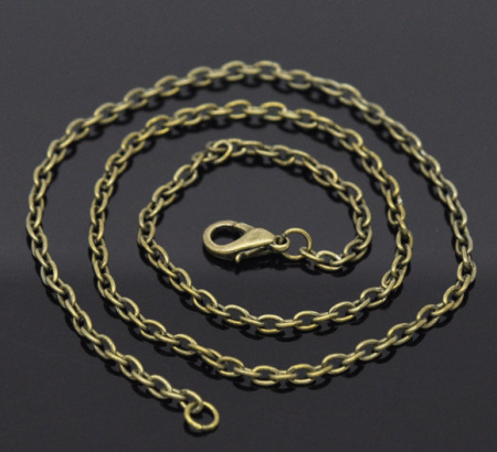 Imagen de Collares Cadena Cruz Zamak,Tono Bronce 45.6cm de longitud, 12 Unidades
