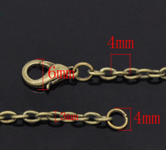 Image de Coller de Chaîne Maille Forçat Bronze Antique 45.6cm long, Taille de chaînon: 4x3mm, 12 PCs