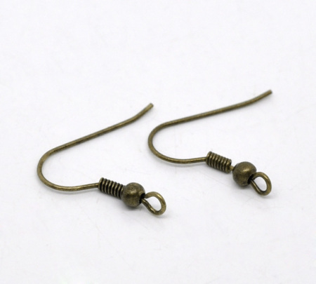 Iron Based Alloy Ear Wire Hooks Earring Findings Antique Bronze 19mm x 18mm, Post/ Wire Size: (21 gauge), 300 PCs