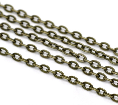 Bild von 10 Meter Eisenlegierung Kreuz Gliederketten Bronzefarbe 3x2mm