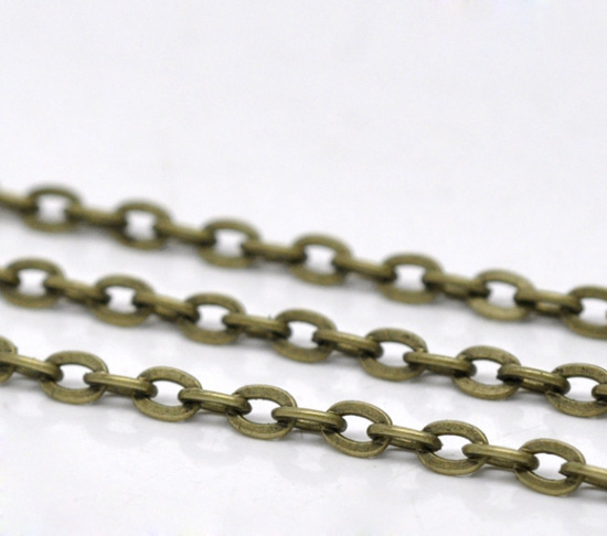 Picture of Iron Based Alloy Link Cable Chain Findings Antique Bronze 4x3mm(1/8"x1/8"), 10 M