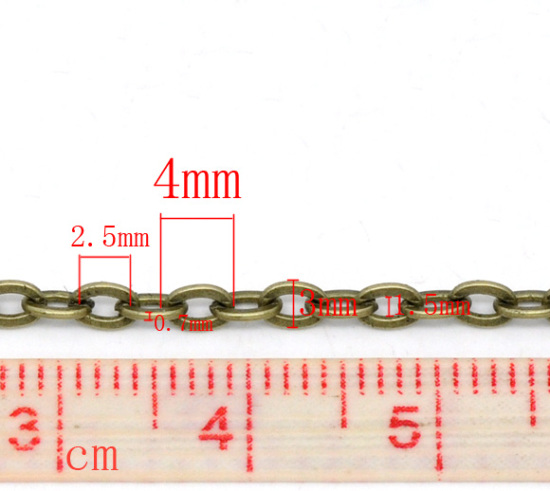 Picture of Iron Based Alloy Link Cable Chain Findings Antique Bronze 4x3mm(1/8"x1/8"), 10 M