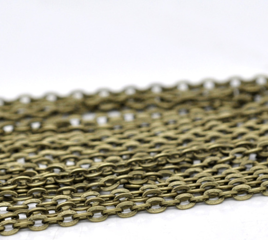 Picture of Iron Based Alloy Link Cable Chain Findings Antique Bronze 4x3mm(1/8"x1/8"), 10 M