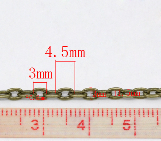 Bild von Eisen(Legierung) Gliederkette Kette Antik Bronze 4.5x3mm, 10 Meter