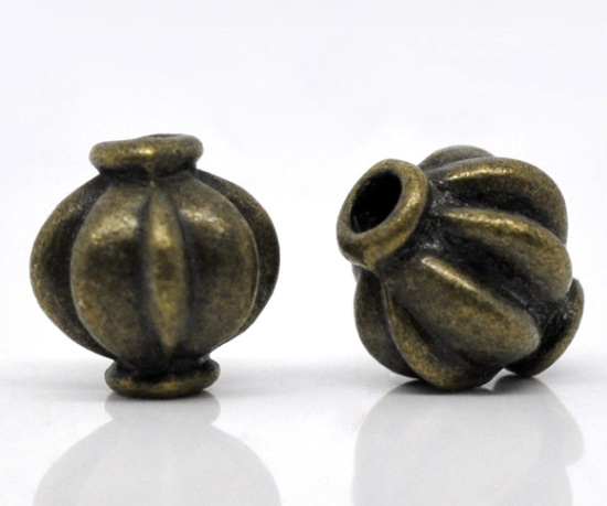 Bild von Zinklegierung Spacer Perlen Zwischenperlen Lampion Bronzefarbe ca. 8mm x 8mm, Loch:ca. 2mm, 60 Stück