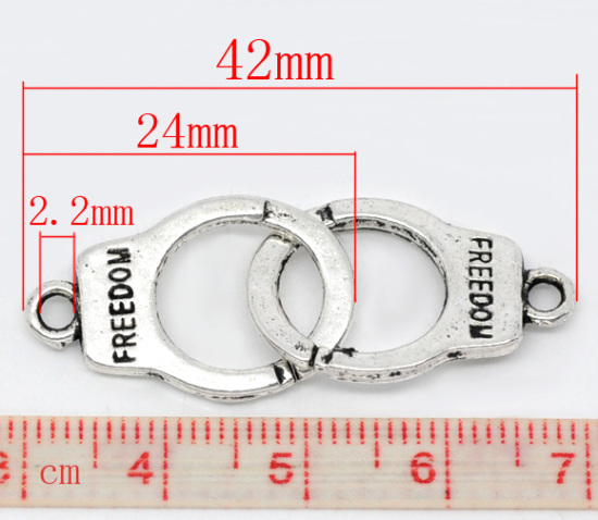 Image de 20 Pendentifs Charms Menotte "Freedom" 42x15mm