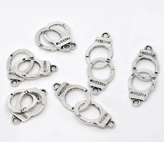 Image de 20 Pendentifs Charms Menotte "Freedom" 42x15mm