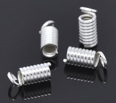 Image de 200 Embouts serre-fil Ressort Argenté pour Collier/Bracelet 9x4mm