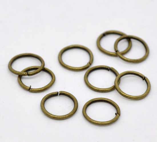 Picture of 1mm Iron Based Alloy Open Jump Rings Findings Round Antique Bronze 9mm Dia, 500 PCs