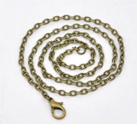 Link Cable Chain Necklace Antique Bronze 40.5cm(16") long, Chain Size: 3x2mm(1/8"x1/8"), 12 PCs