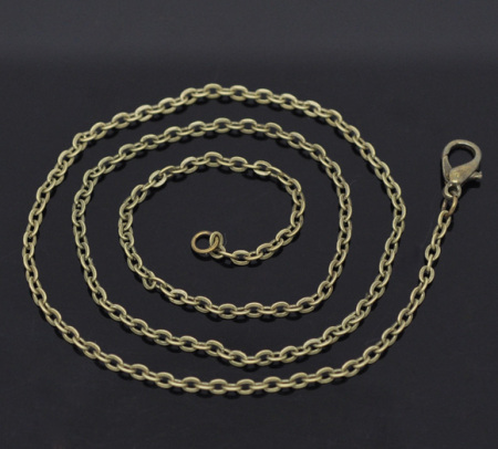 Imagen de Collares Cadena Cruz Zamak,Tono Bronce 45.6cm de longitud, 12 Unidades