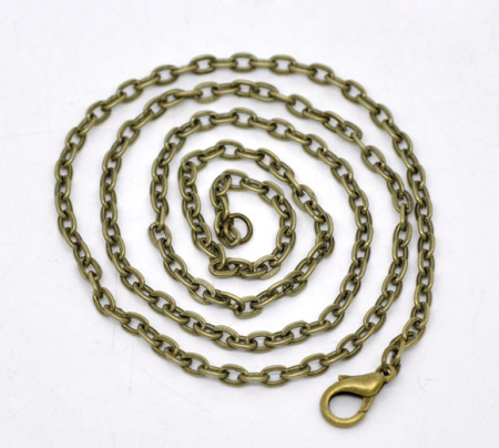 Imagen de Collares Cadena Cruz Zamak,Tono Bronce 45.6cm de longitud, 12 Unidades
