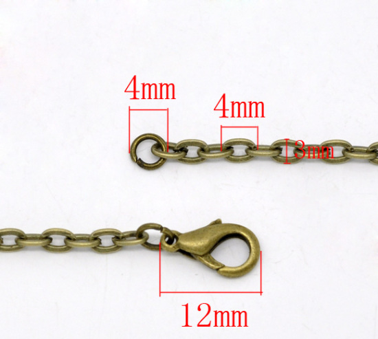 Image de Coller de Chaîne Maille Forçat Bronze Antique 45.6cm long, Taille de chaînon: 4x3mm, 12 PCs