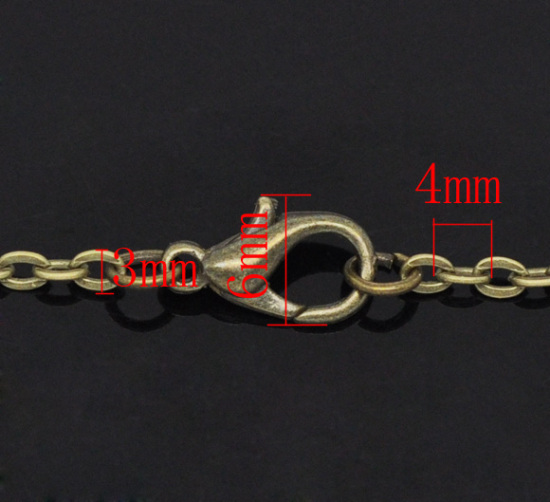 Image de Coller de Chaîne Maille Forçat Bronze Antique 50.9cm long, Taille de chaînon: 4x3mm, 12 PCs