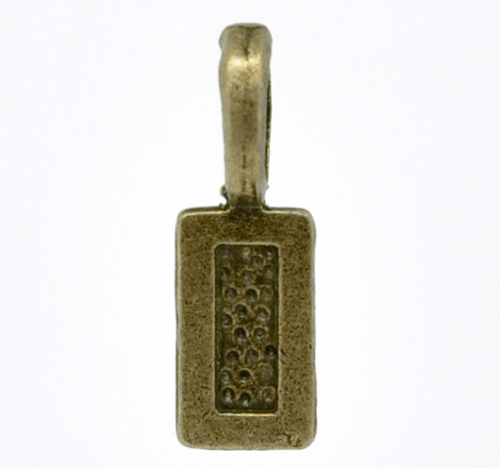Bild von Zinklegierung Kleber auf Kaution Rechteck Bronzefarbe für Cabochon 21mm x 7mm 50 Stück