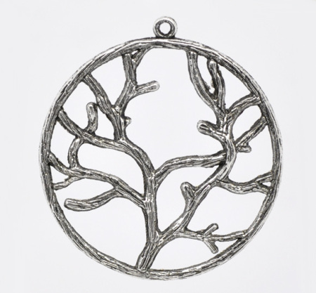 Imagen de Colgantes Aleación del Metal Del Zinc de Ronda Plata Antigua Raya Tallado 44mm x 40mm, 10 Unidades