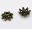 Immagine di Lega di Zinco Filamenti Coppette Copriperla Fiore Tono del Bronzo (Addetti 10mm-16mm Perline) Polka Dot Disegno 9mm x 3.5mm, 200 Pz