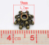 Picture of Zinc Based Alloy Filigree Beads Caps Flower Antique Bronze Dot Pattern (Fits 10mm-16mm Beads) 9mm x 3.5mm, 200 PCs