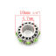 Bild von Zinklegierung + Strass European Stil Charm European Stil Perlen Rund mit Strass Grün Strass, etwa 10mm D., Loch:Ca 4.7mm, 10 Stück