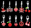 Picture of Clip On Charms For Vintage Charm Bracelet Mixed Silver Plated Red Enamel 32mm x 15mm - 25mm x 9.5mm, 20 PCs